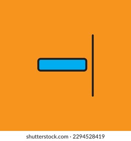 A graphical symbol indicating the alignment of text or other elements to the right side of a container.