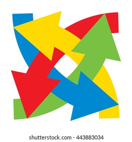 Graphical symbol of movement, rotation, cyclic recurrence, etc. Vector illustration