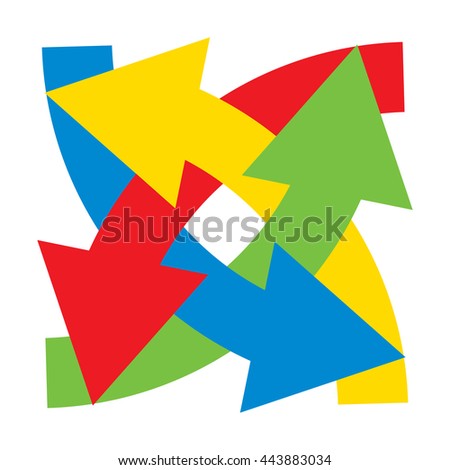 Graphical symbol of movement, rotation, cyclic recurrence, etc. Vector illustration