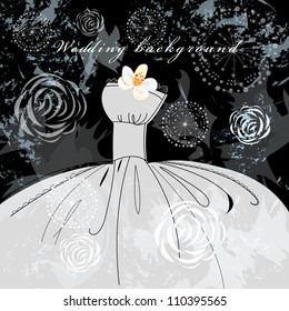 graphical textured background with a wedding dress