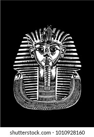 graphical tutankhamen isolated on black background,vector