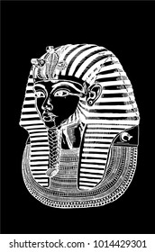 Graphical tutankhamen isolated on black background,vector