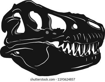 Graphical tyrannosaur s skull isolated on black background,vector illustration