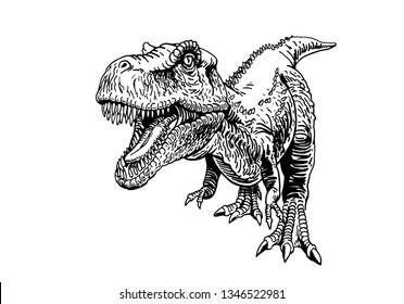 Graphical tyrannosaurus isolated on white background,vector illustration,tattoo