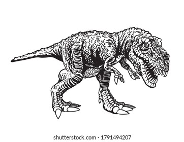 Graphical tyrannosaurus isolated on white background,vector 