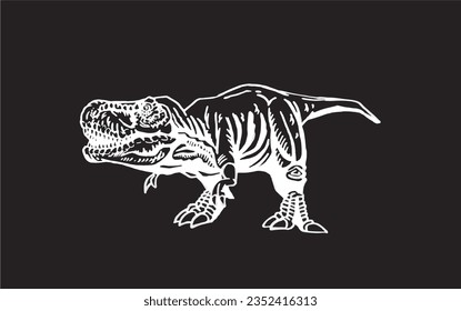 Graphical  tyrannosaurus rex,angry  dinosaur on black background