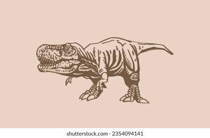 Graphical  tyrannosaurus rex,angry  dinosaur on sepia background