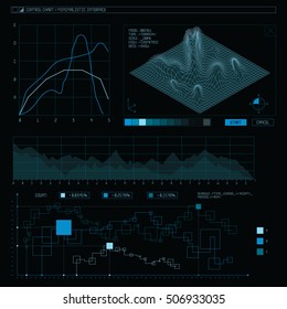 Graphical user interface. Dark screen ui template. Infographic design