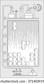 Graphical user interface (GUI) and the playing field for a computer game, mobile game and application. Vector illustration. Black and white