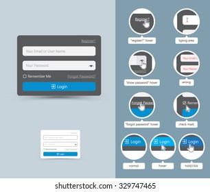 graphical user interface ui gui ux log in login form flat simple
