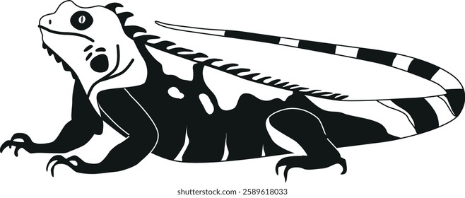 Graphical varan black-and-white vector illustration