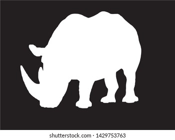 Graphical vector silhouette of rhino isolated on white,illustration