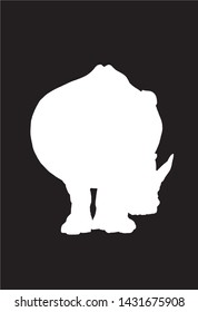 Graphical vector silhouette of rhino isolated on black,illustration