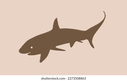Silueta vectorial gráfica de tiburón, ilustración vintage