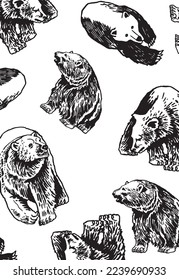 Graphical vertical pattern with polar bears on white background, wallpaper , animals cover