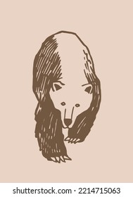 Graphical vintage drawing of polar bear ,vector illustration