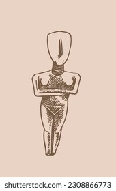 Graphical vintage illustration of idol of the Holy Mother .Religion, paganism