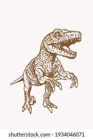 Graphical vintage illustration of  raptor , sepia background, vector illustration	