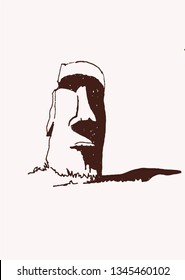 Graphical vintage moai ,retro background, religion