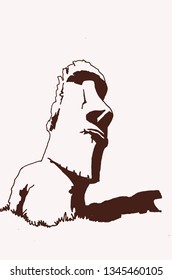 Graphical vintage moai ,retro background, religion