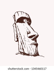 Graphical vintage moai ,retro background, religion