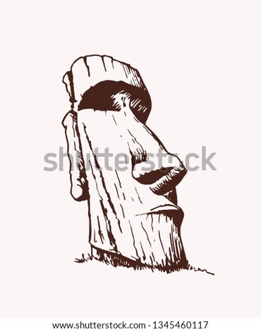 Graphical vintage moai ,retro background, religion