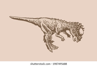 Graphical vintage  Pachycephalosaurus, vector illustration