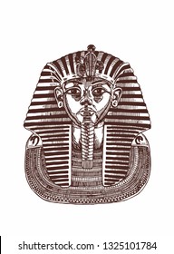 Graphical vintage portrait of tutankhamun,vector illustration,Egypt God