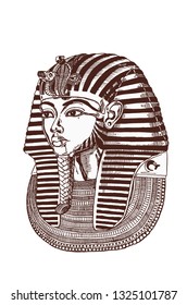 Graphical vintage portrait of tutankhamun,vector illustration,Egypt God