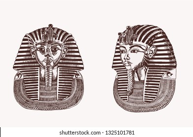 Graphical vintage portraits of tutankhamun,vector illustration,Egypt God