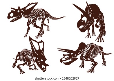 Graphical vintage set of dinosaur skeletons ,retro background,vector sketch