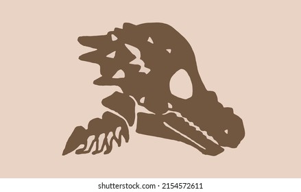 Graphical vintage silhouette of skull of pachycephalosaurus ,vector element,paleontology