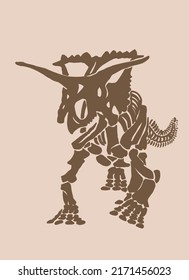 Graphical vintage silhouette of triceratops skeleton,vector  illustration for ,tattoo
