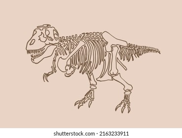 Graphical vintage skeleton of tyrannosaurus ,vector sketchy illustration. 