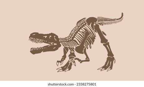 Graphical  vintage skeleton of tyrannosaurus , vector dinosaur of jurassic period, illustration for educational books,printing