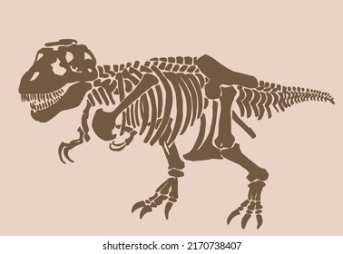 Graphical vintage skeleton of tyrannosaurus,vector element, fossils in beast