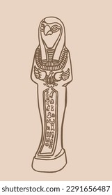 Graphical vintage sketch of God Ptah, an Egyptian creator god,vector illustration