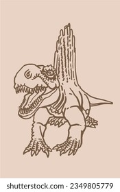 Graphical  vintage sketch of spinosaurus, vector illustration