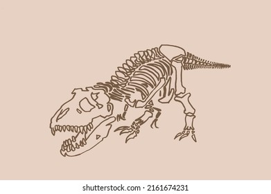Graphical vintage sketch of tyrannosaurus attacking  ,vector engraved illustration