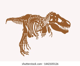 Graphical vintage sketch of tyrannosaurus skeleton,vector retro illustration, anthropology