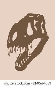 Graphical vintage skull of tyrannosaurus, vector fossil