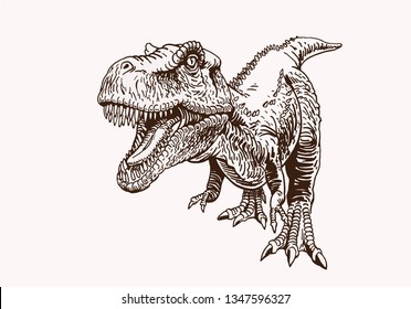 Graphical vintage tyrannosaurus , retro background,vector illustration,tattoo