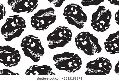 Graphical wallpaper design with dinosaur skulls on white,vector illustration