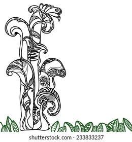 graphically design with a stylized plant ornament