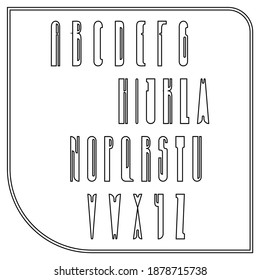 Graphically plane alphabet. Outline font isolated on white background. Vector illustration.