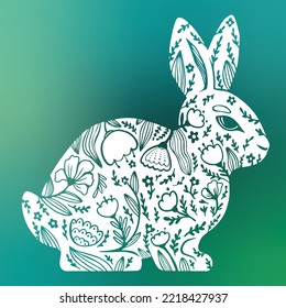 Graphic-drawn flower bunny. Abstract vector illustration.