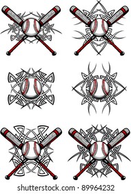 Graphics of a Baseball and bats with Tribal Borders