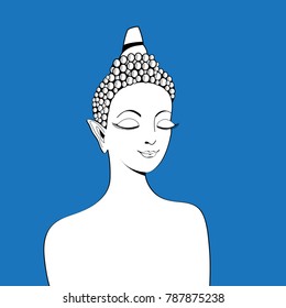 Graphics of a beautiful Buddha portrait on a blue background