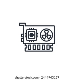 graphics card computer icon. vector.Editable stroke.linear style sign for use web design,logo.Symbol illustration.