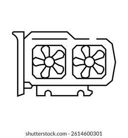graphics card gaming pc line icon vector. graphics card gaming pc sign. isolated contour symbol black illustration